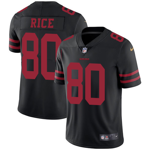 Nike 49ers #80 Jerry Rice Black Alternate Men's Stitched NFL Vapor Untouchable Limited Jersey - Click Image to Close